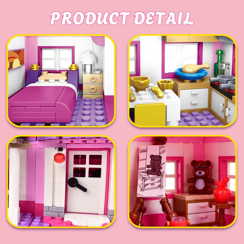 CSNRHG Pink Summer Pool Villa Building Block Set Friends Construction Educational Toy 1018 Pieces Gifts for Girls Teens Kids Adults Ages 6+ - Image 5