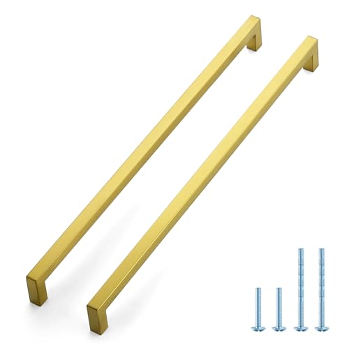 JOY DECOR 10 Pack Cabinet Handles Gold Cabinet Pulls 15 Inch Kitchen Handles Square Drawer Pulls Stainless Steel Drawer Hardware Handles 384mm Hole Centers - Image 1
