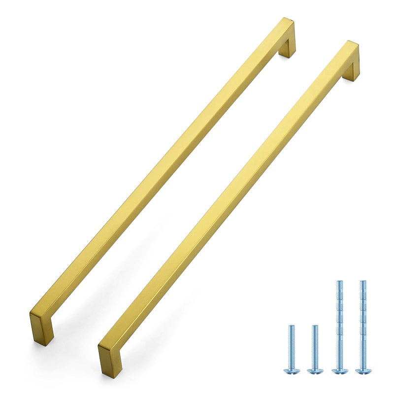 JOY DECOR 10 Pack Cabinet Handles Gold Cabinet Pulls 15 Inch Kitchen Handles Square Drawer Pulls Stainless Steel Drawer Hardware Handles 384mm Hole Centers - Image 2