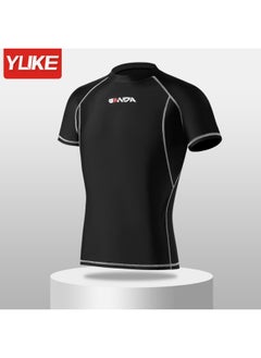 Yuke Men's Swimsuit Swimming Trunks Suit Full-body Swimsuit Men's Five-point Swimming Trunks Professional Boxer Quick-drying Anti-embarrassment-Color:Black Swimsuit-