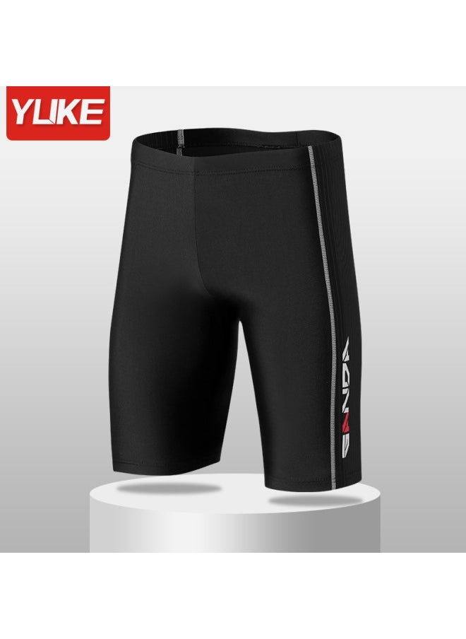 Generic - Yuke Men's Swimsuit Swimming Trunks Suit Full-body Swimsuit Men's Five-point Swimming Trunks Professional Boxer Quick-drying Anti-embarrassment-Color:Black Swimsuit- - Image 1