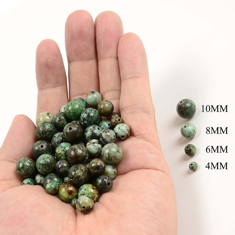 NCB 200PCS 8mm Natural African Turquoise Gemstone Round Spacer Loose Beads for Jewelry Making with Crystal Stretch Cord (African Turquoise, 8mm 200Beads) - Image 4