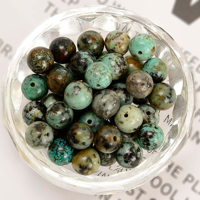 NCB 200PCS 8mm Natural African Turquoise Gemstone Round Spacer Loose Beads for Jewelry Making with Crystal Stretch Cord (African Turquoise, 8mm 200Beads) - Image 2