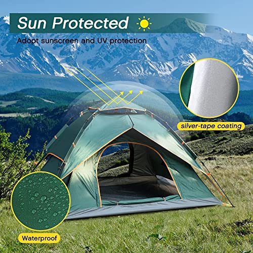BOLDESCAPE 3-4 Persons Camping Tent, Waterproof for Adults - Spacious Outdoor Tent House for Camping. Durable Tent House for Camping, Perfect for Your Next Adventure (New), Polyester, Green - Image 3