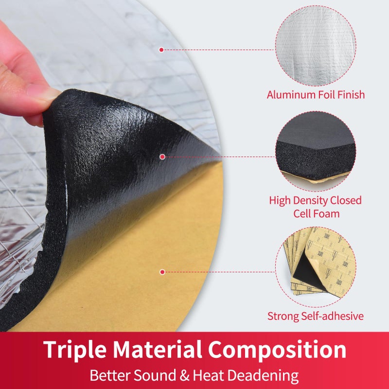 AggSound 394mil(10mm) 36.94sqft Car Heat Sound Deadening Mat - Automotive Heat Insulation Material Under Hood Engine Sound Dampening Foam for Auto Audio Deadener Foam, Door, Roof, Floor and Trunk - Image 3