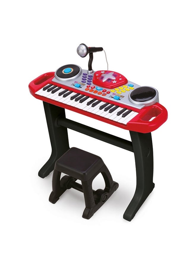 WinFun Winfun Keyboard Rock Star Set – 37-Key Musical Toy with Lights, Mic, DJ Pad & Stand | 8 Rhythms, 5 Drum Sounds, Tempo Control, 60 x 10 x 44 cm | Interactive Educational Toy for Kids Ages 3 Years+  - Image 1