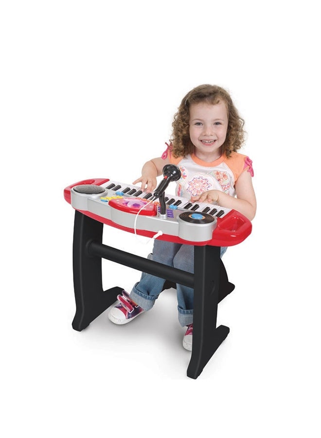 WinFun Winfun Keyboard Rock Star Set – 37-Key Musical Toy with Lights, Mic, DJ Pad & Stand | 8 Rhythms, 5 Drum Sounds, Tempo Control, 60 x 10 x 44 cm | Interactive Educational Toy for Kids Ages 3 Years+  - Image 2