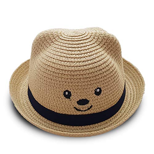 VRITRAZ Kids Summer Fashion Straw Bucket Cap, Suitable For 2-6 Year Hat (Beige, Unisex) - Image 2