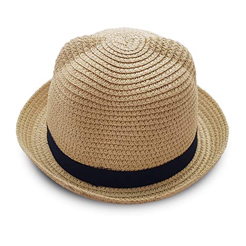 VRITRAZ Kids Summer Fashion Straw Bucket Cap, Suitable For 2-6 Year Hat (Beige, Unisex) - Image 4