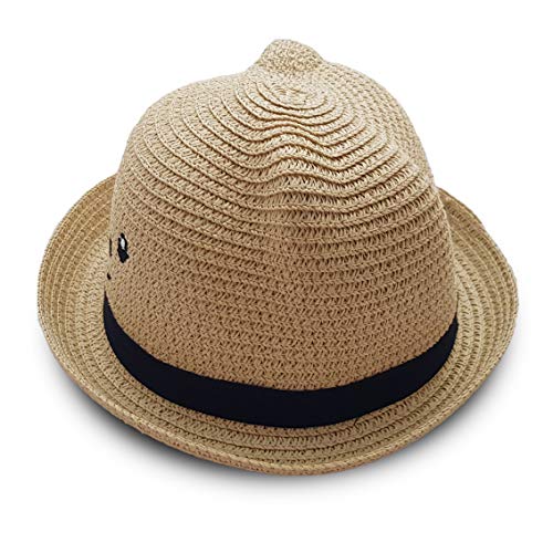 VRITRAZ Kids Summer Fashion Straw Bucket Cap, Suitable For 2-6 Year Hat (Beige, Unisex) - Image 3