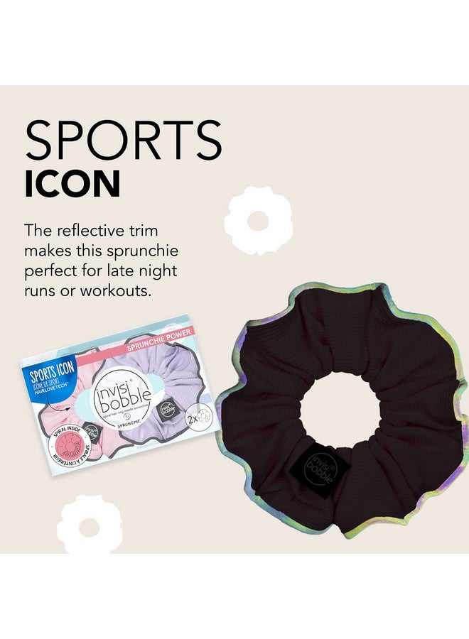 invisibobble Sprunchie Spiral Hair Ring - Donut Run With Scissors - Athleisure Duo- Scrunchie Stylish Bracelet, Strong Elastic Grip Coil | Gentle For Thick Hair - With Night Reflective Trim - Image 2