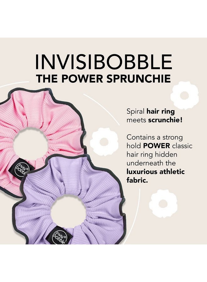 invisibobble Sprunchie Spiral Hair Ring - Donut Run With Scissors - Athleisure Duo- Scrunchie Stylish Bracelet, Strong Elastic Grip Coil | Gentle For Thick Hair - With Night Reflective Trim - Image 1