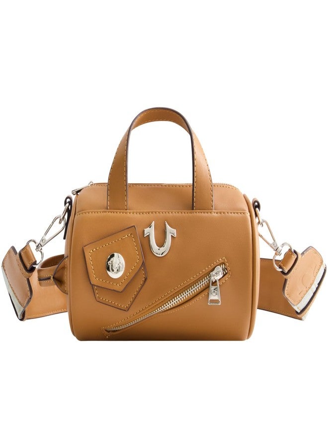 True Religion Women's Crossbody Bag, Mini Duffel Purse Handbag with Shoulder Strap, Cognac - Image 1