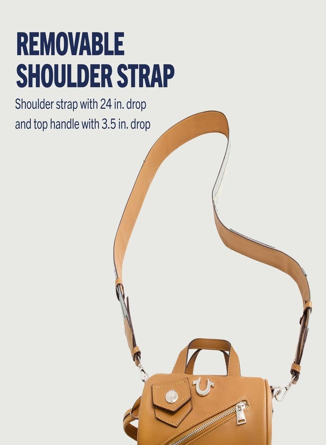 True Religion Women's Crossbody Bag, Mini Duffel Purse Handbag with Shoulder Strap, Cognac - Image 4