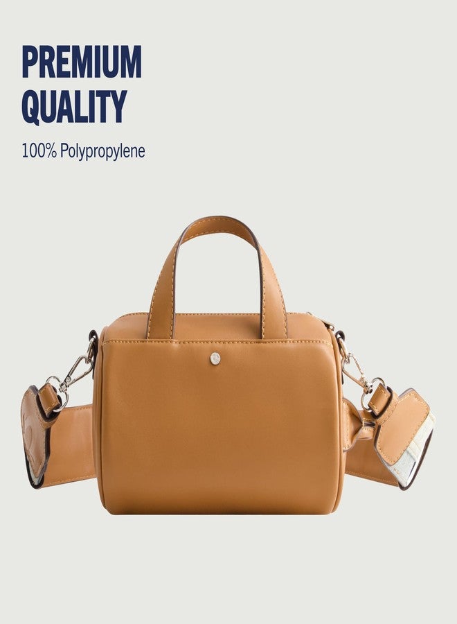 True Religion Women's Crossbody Bag, Mini Duffel Purse Handbag with Shoulder Strap, Cognac - Image 5