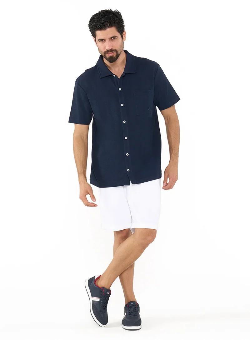 NAUTICA Dark Navy Regular Fit Premium Cotton Logo Shirt for Men | Best Price UAE