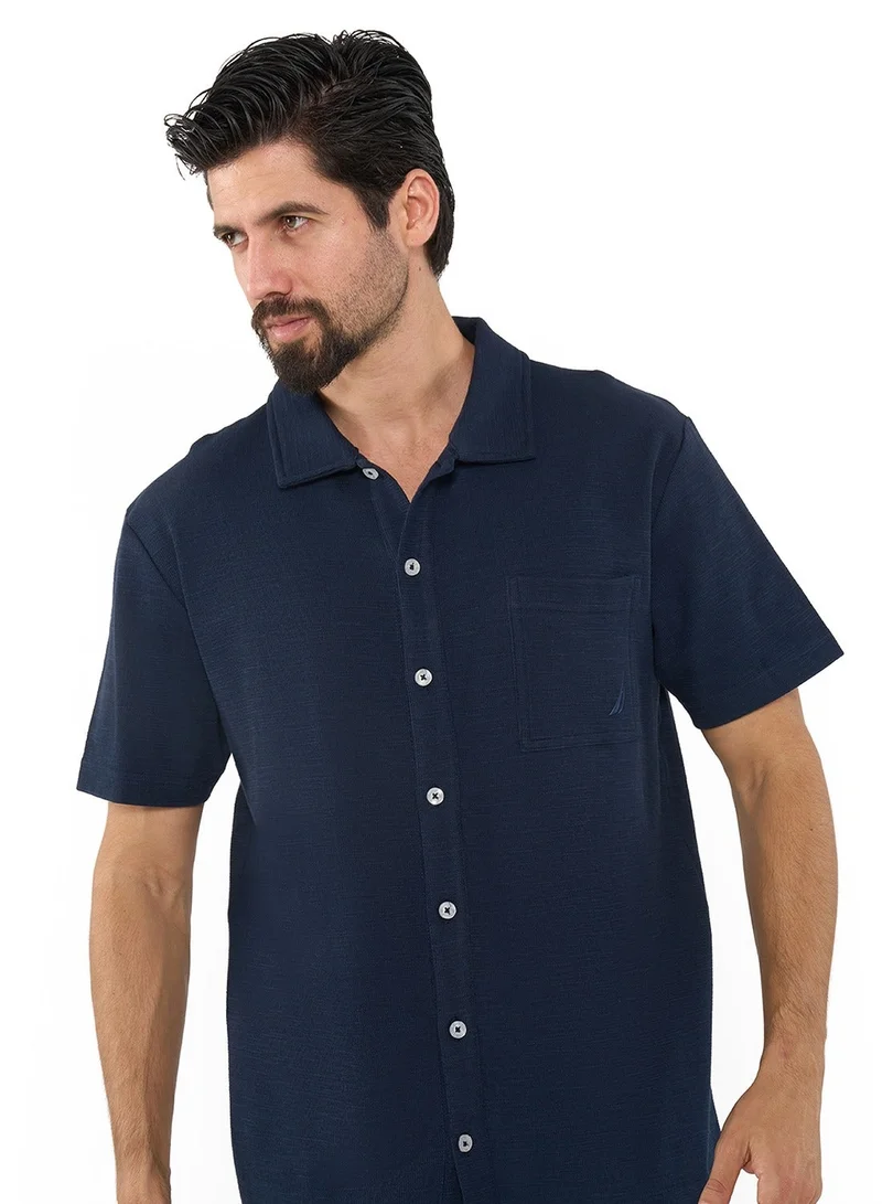 NAUTICA Dark Navy Regular Fit Premium Cotton Logo Shirt for Men | Best Price UAE
