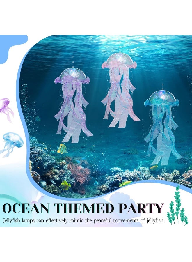 3 PCS Jellyfish Lamp, Colorful Jelly Fish Light Hanging Jellyfish Decorations LED Lantern for Birthday, Under Sea Party Decorations, Wedding Decor & Birthday Gifts (Blue, Purple, Pink) - Image 5