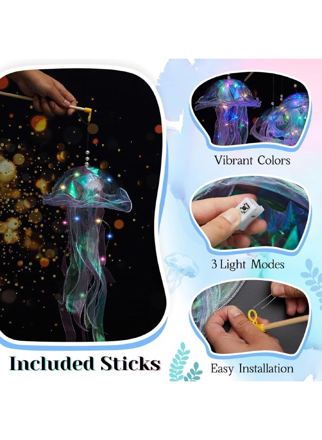 3 PCS Jellyfish Lamp, Colorful Jelly Fish Light Hanging Jellyfish Decorations LED Lantern for Birthday, Under Sea Party Decorations, Wedding Decor & Birthday Gifts (Blue, Purple, Pink) - Image 3