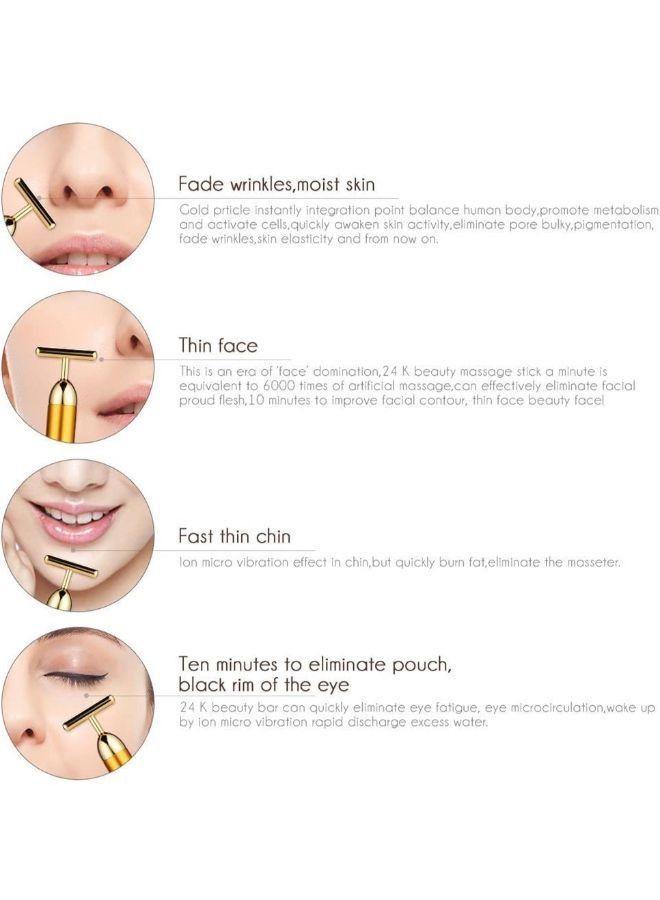 Golden T-Shape Pulse Sign Face Massage Tools for Sensitive Skin Face Pull Tight Firming Lift - Image 4