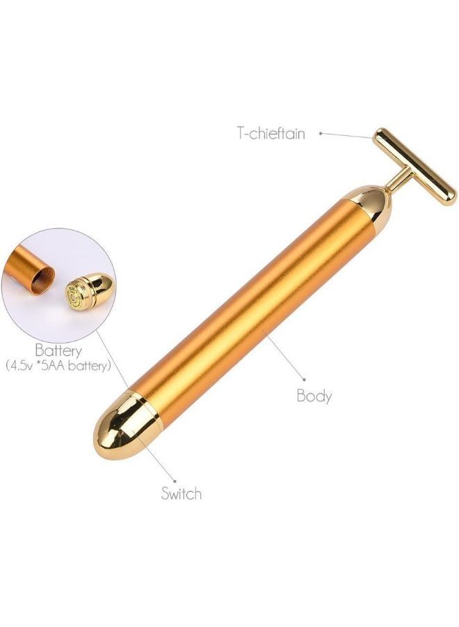 Golden T-Shape Pulse Sign Face Massage Tools for Sensitive Skin Face Pull Tight Firming Lift - Image 3