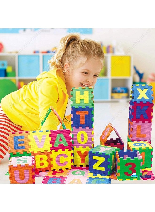 FunBlast FunBlast House Building Block Toy with 36 Alphabet and Number Puzzle Mat for Kids Educational Learning Toys for Kids, Boys, Girls, Children (Multicolor) -72 Pieces  - Image 2