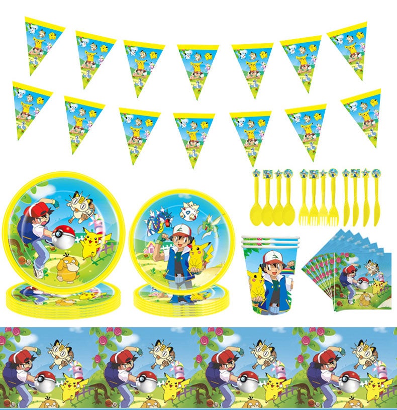 بوكيمون سينتر طقم مستلزمات حفلة عيد ميلاد موضوعية مكون من 40 قطعة للاستخدام مرة واحدة - Image 4