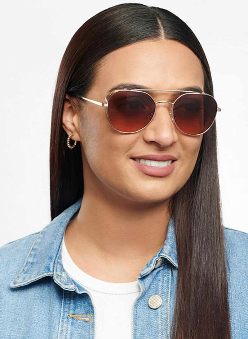 John Jacobs John Jacobs 100% UV Protected Stylish & Premium Sunglasses | Gold - Brown | Full Rim Round | JJ Tints | Men & Women | Extra Wide | JJ S14653