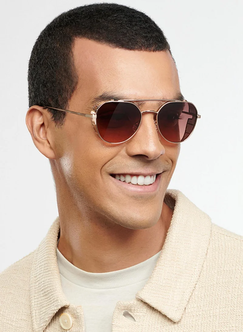 John Jacobs John Jacobs 100% UV Protected Stylish & Premium Sunglasses | Gold - Brown | Full Rim Round | JJ Tints | Men & Women | Extra Wide | JJ S14653