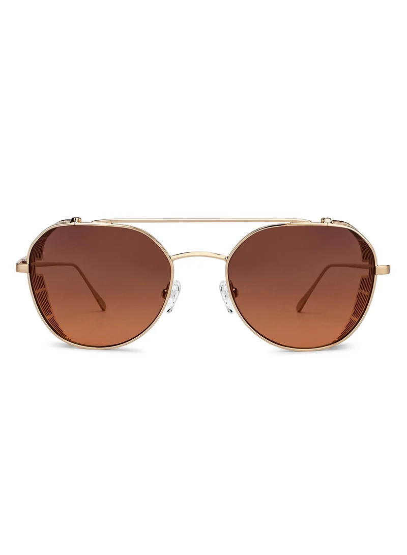 John Jacobs John Jacobs 100% UV Protected Stylish & Premium Sunglasses | Gold - Brown | Full Rim Round | JJ Tints | Men & Women | Extra Wide | JJ S14653