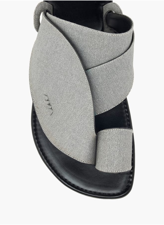 LBL by Shoexpress Men Textured Slip-On Arabic Sandals with Toe Loop Detail  - Image 3