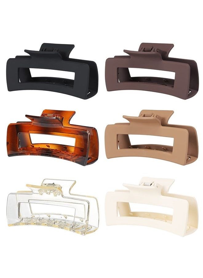 Sisiaipu - 4 Inch Big Hair Claw Clips 6 Pcs Large claw clips for Thick Hair Square Claw Clips for Women and Girls Rectangular Nonslip Acrylic Banana Jaw Clips Hair Accessories - Amber - Image 1