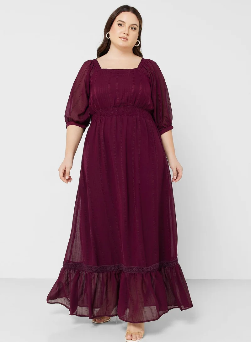 Ella Plus Puff Sleeve Detail Dress