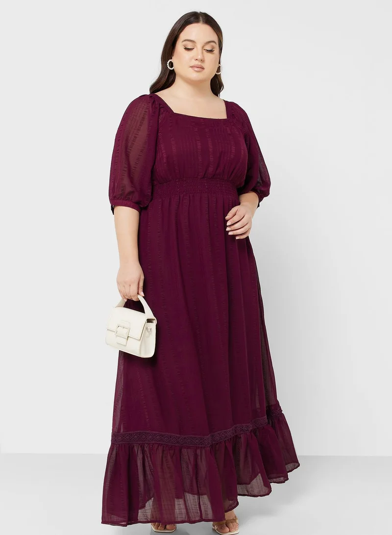 Ella Plus Puff Sleeve Detail Dress