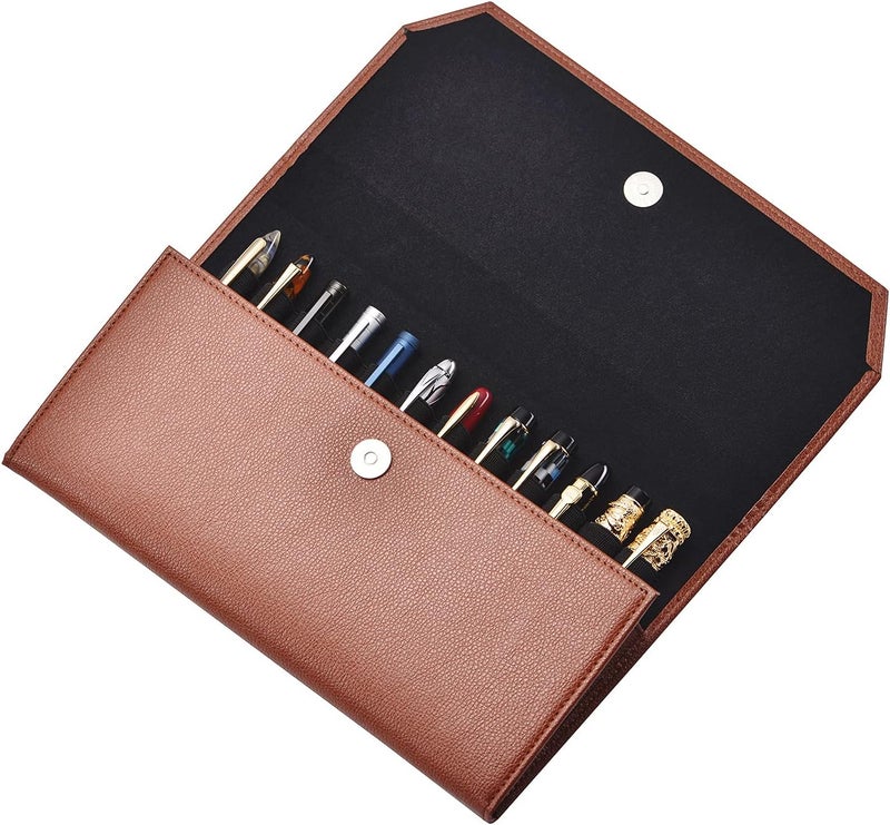 erofa 12 Slots Black Brown Grey Colours Pen Case EDK, coffee, 28 x 18 x 2 cm - Image 2