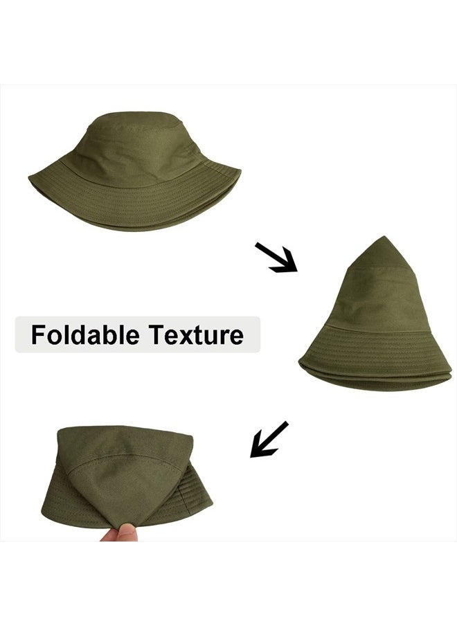 Wheebo Solid Color Bucket Hat for Women Summer Beach Fishmen Hat for Lady Adult Unisex Cotton Cap (Army Green)  - Image 3