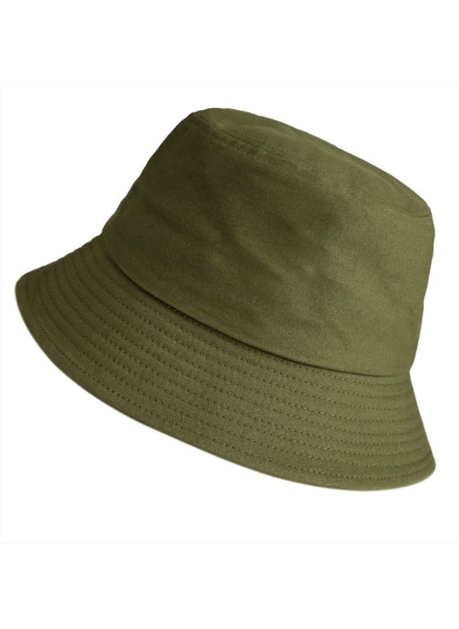 Wheebo Solid Color Bucket Hat for Women Summer Beach Fishmen Hat for Lady Adult Unisex Cotton Cap (Army Green)  - Image 1