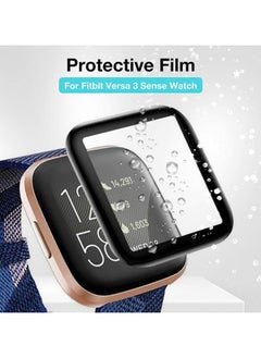 Generic Screen Protector Compatible with/Versa 3, Full Coverage Flexible Ultra Clear Anti-Bubble Screen Cover for SmartWatch (Black)  - Image 3