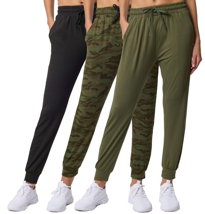 Real Essentials 3 Pack Womens UltraSoft Lounge Joggers Sweatpants Athletic Yoga Pants with Pockets Available in Plus Set 4 L Pack of 3