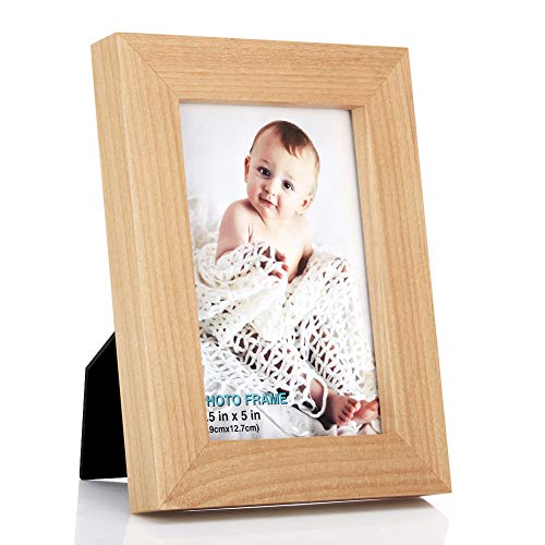 RPJC 5x7 inch Picture Frames Made of Solid Wood High Definition Glass for Table Top Display and Wall Mounting Photo Frame Natural