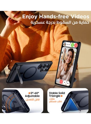 جراب لموبايل سامسونج S24 الترا من، متوافق مع ماج سيف، غطاء مغناطيسي مع حامل غير مرئي، جراب موبايل حماية ضد الصدمات، جراب خلفي رفيع غير لامع لهاتف جالاكسي S24 الترا 5G (اسود) - view 3