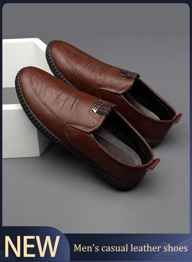 Purely hand-stitched casual leather slip-on men's shoes - Image 2