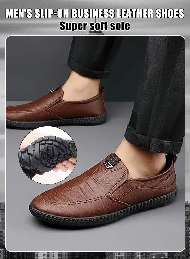 Purely hand-stitched casual leather slip-on men's shoes - Image 3