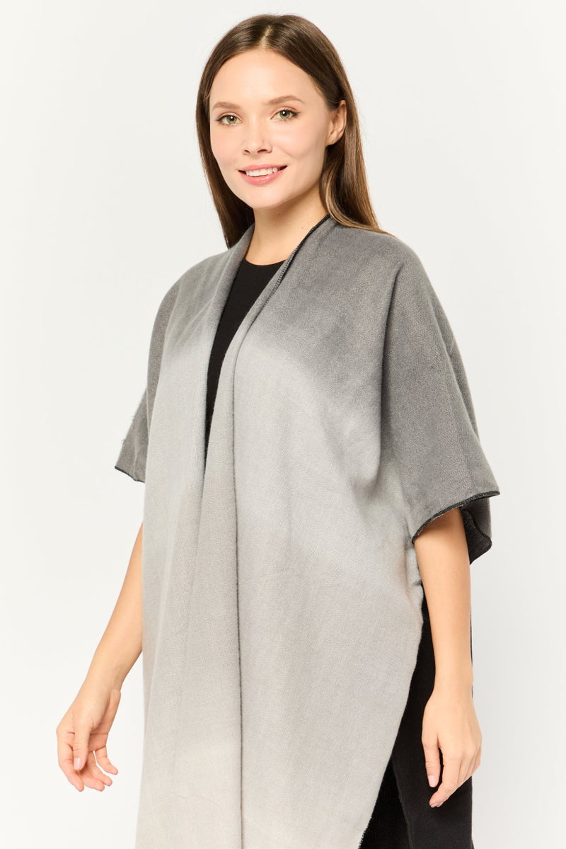 MAXSTUDIO Women Textured Poncho 190 x 90 cm, Grey - Image 2