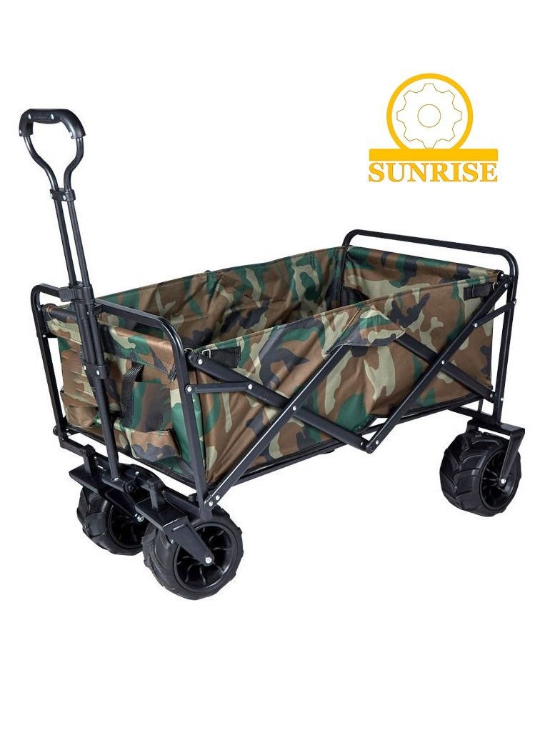 SUNRISE Folding Wagon Foldable Camping Cart Heavy Duty Utility Beach Wagon Cart , Large Capacity Foldable Grocery Wagon for Garden Outdoor Sports Camping Picnic  - Image 1