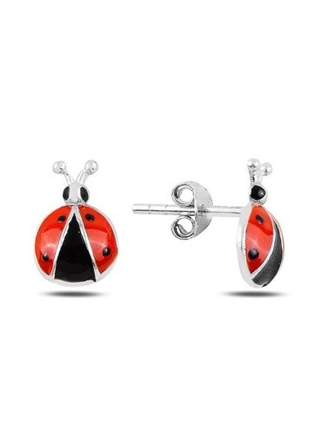 EMNON - 925 Sterling Silver Jewelry Rhodium Plated Ladybug Enamel Stud Earrings 100% Precious Metal Gift for Women- Emnon39EA - Image 1