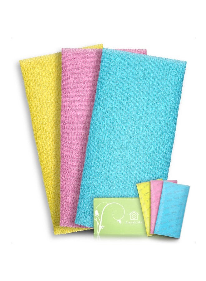 CASAVIDA Exfoliating Washcloth Back Scrubber For Shower Exfoliating Body Scrubber Japanese Beauty Washcloth African Net Sponge Bath Korean Loofah Towel Wash Cloth Body Shower Scrub Towel 3 Pack - Image 1