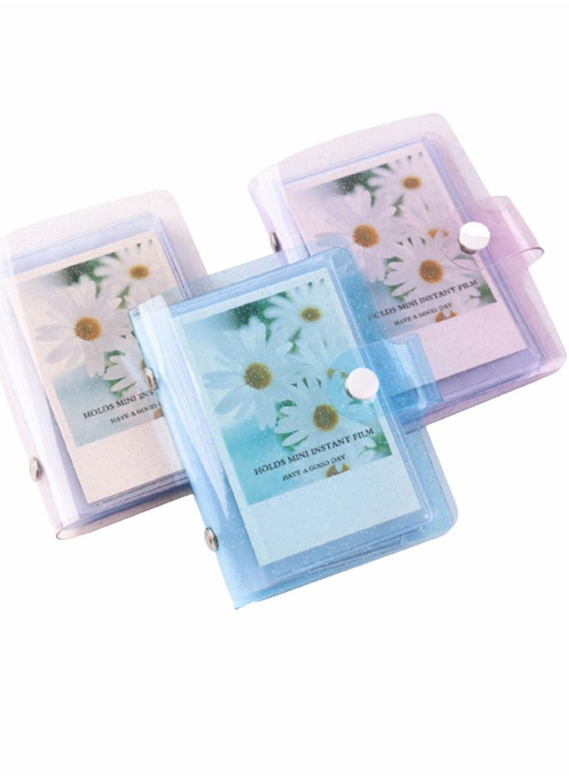Y&D 3-Pack 3-Inch Mini Photo Albums, Clear Sequin Portable Cards for Storage Favorites Gifts, 36 Pockets Jelly Color Instant Camera Accessories  - Image 1