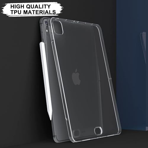 Asgens Black Clear Case for iPad Pro 11" 2021, Support Apple Pencil Charging Slim Lightweight Soft TPU Silicone Shock Absorption Protective Cover for iPad Pro 11inch - Image 2