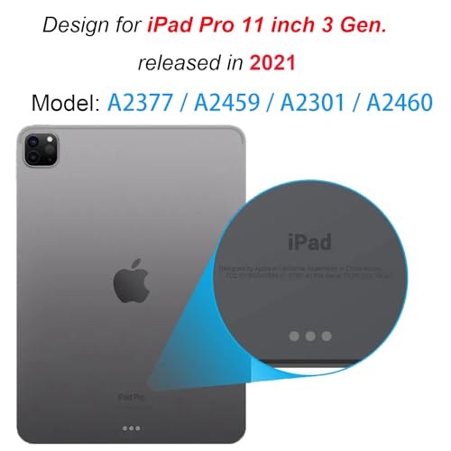 Asgens Black Clear Case for iPad Pro 11" 2021, Support Apple Pencil Charging Slim Lightweight Soft TPU Silicone Shock Absorption Protective Cover for iPad Pro 11inch - Image 4